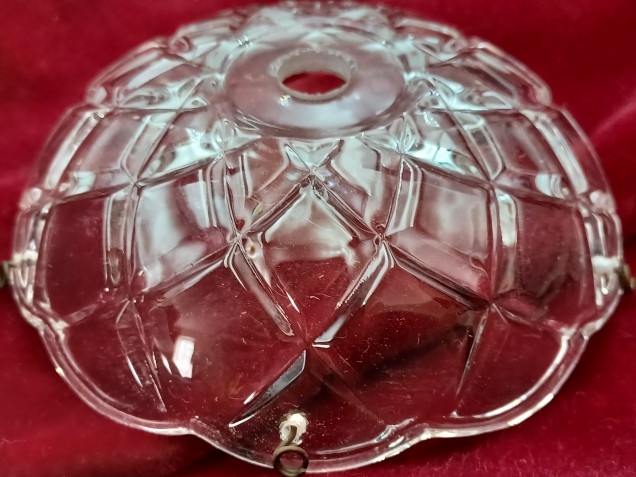 Vintage chandelier glass pan dish Approx.100mm width 5 pin holes