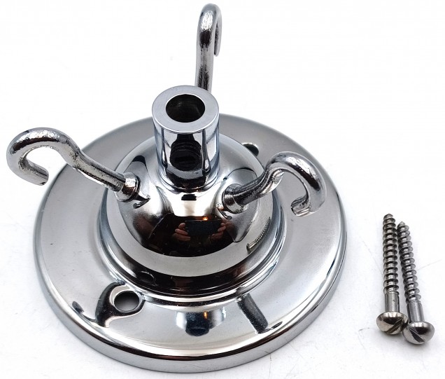 3 Hook Ceiling Rose Pendant Set Chrome Finish SMALL Link Chain