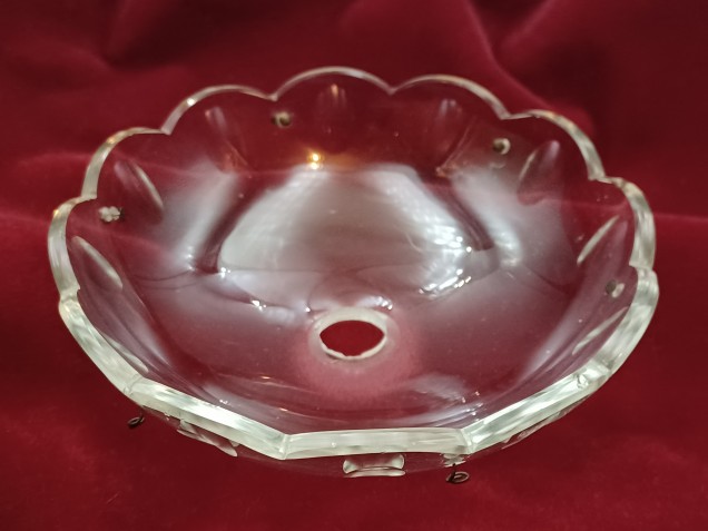 Glass bobeche chandelier dish 120mm