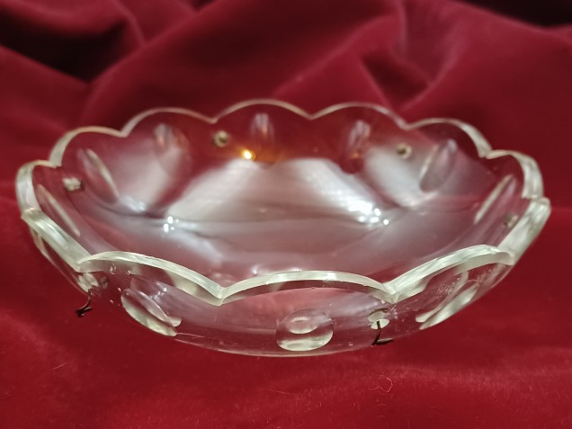 Glass bobeche chandelier dish 120mm