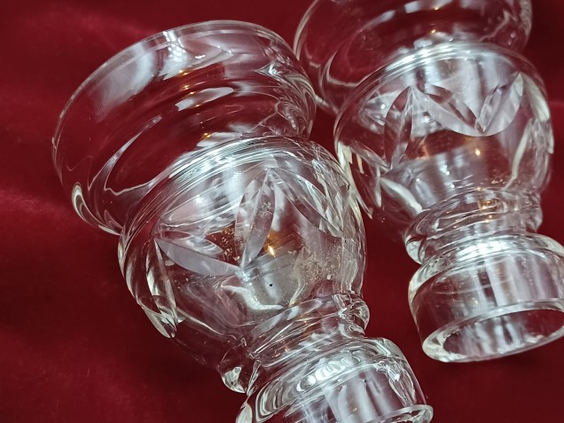 3 Vintage Chandelier Glass Candle Cup 75mm High