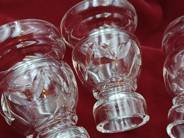 3 Vintage Chandelier Glass Candle Cup 75mm High
