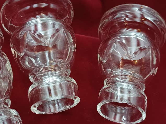 3 Vintage Chandelier Glass Candle Cup 75mm High