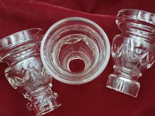 3 Vintage Chandelier Glass Candle Cup 75mm High