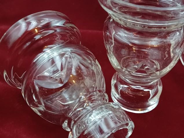 3 Vintage Chandelier Glass Candle Cup 75mm High