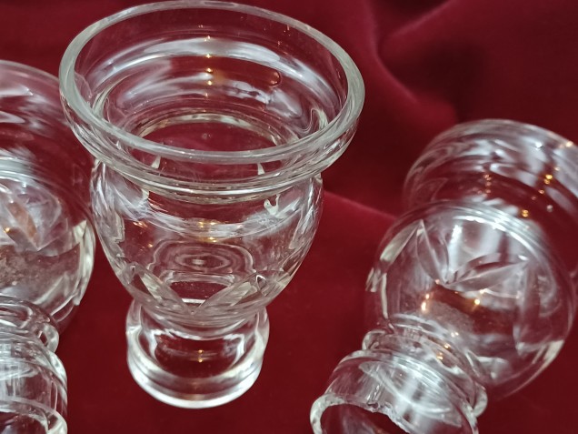 3 Vintage Chandelier Glass Candle Cup 75mm High