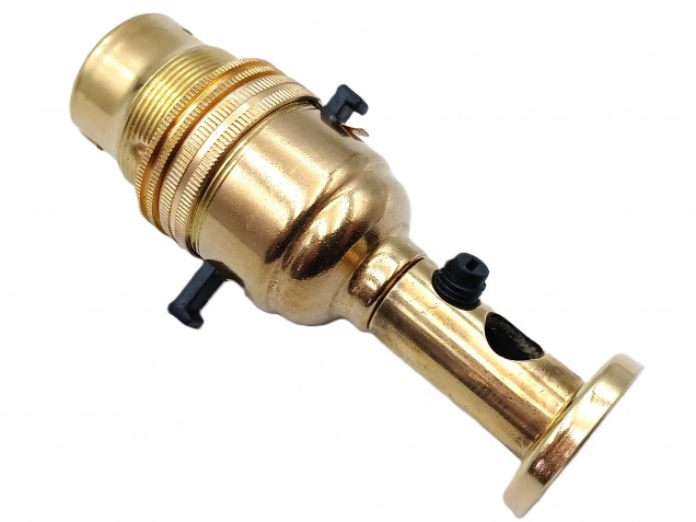 Switched pedestal lamp holder B22 SIDE ENTRY cord grip brass