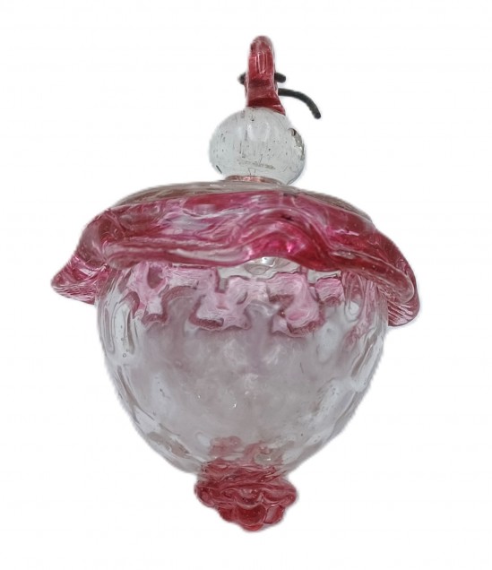 Antique Murano Chandelier Bottom Ball Finial Red And Clear C1820 