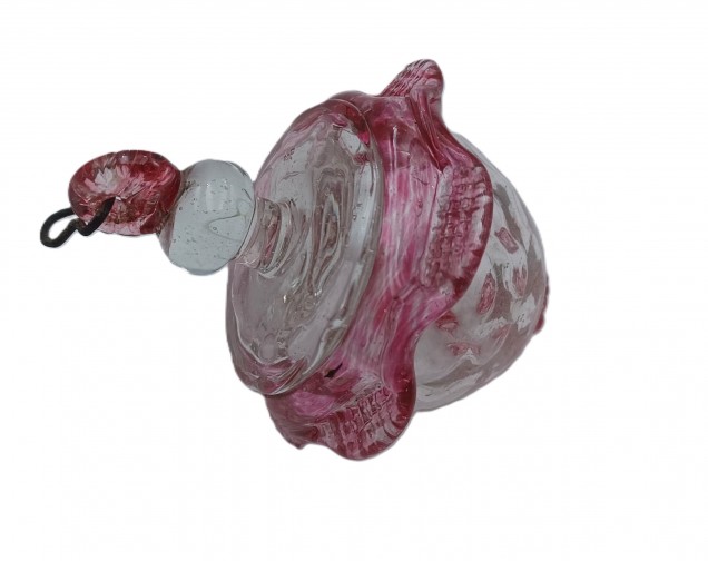 Antique Murano Chandelier Bottom Ball Finial Red And Clear C1820 