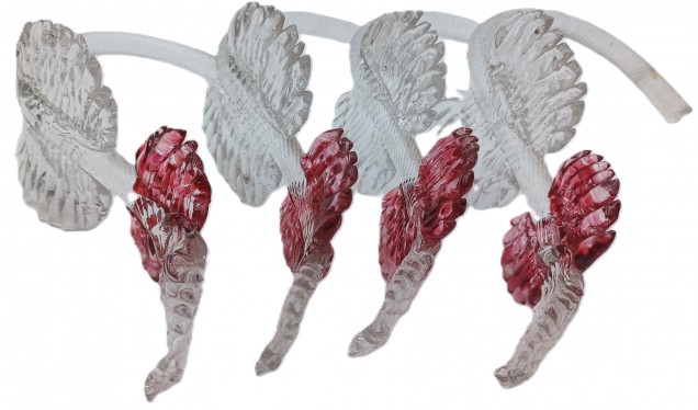 Venetian Clear And Red Glass Chandelier Leaf  Small