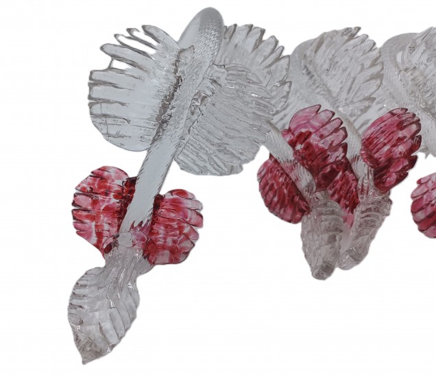 Venetian Clear And Red Glass Chandelier Leaf  Small