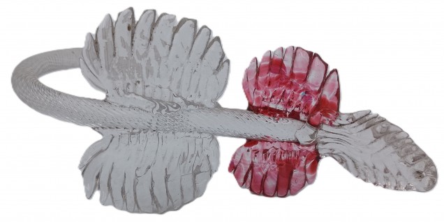 Venetian Clear And Red Glass Chandelier Leaf  Small