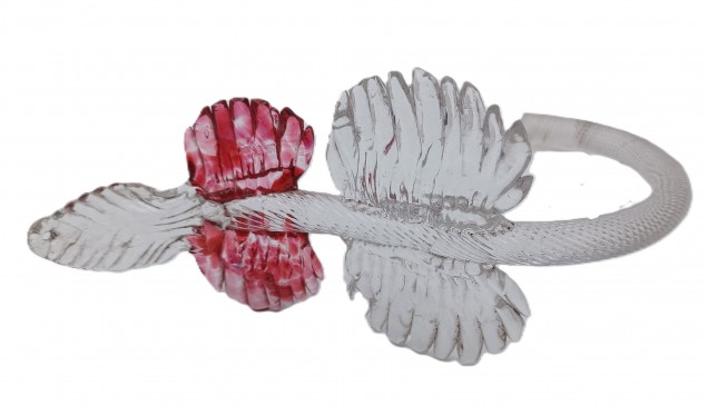 Venetian Clear And Red Glass Chandelier Leaf  Small