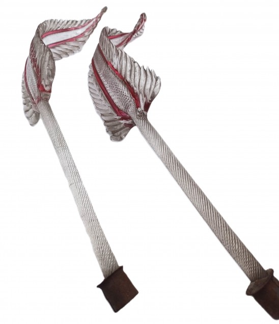 Murano Clear And Red Glass Upright Chandelier Leaf  - Pair