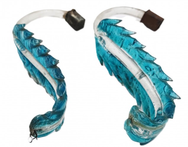 Venetian Clear And Blue Glass Chandelier Leaf  