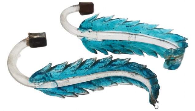 Venetian Clear And Blue Glass Chandelier Leaf  