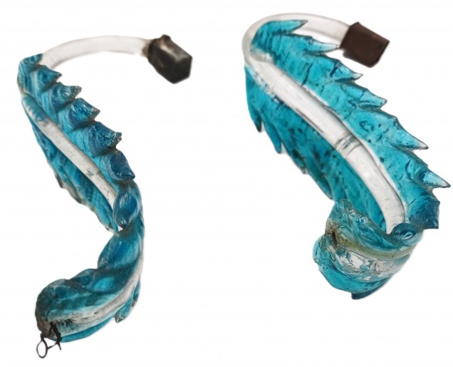 Venetian Clear And Blue Glass Chandelier Leaf  