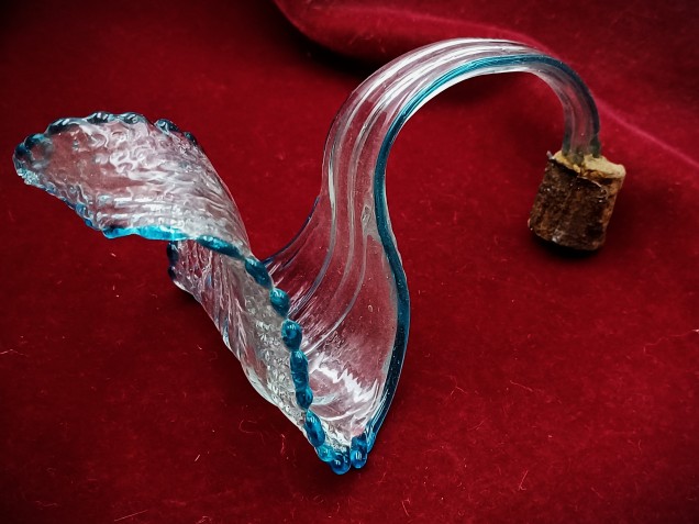 Murano Large Clear and blue glass Chandelier Leaf