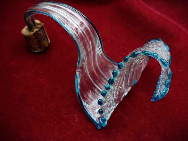 Murano Large Clear and blue glass Chandelier Leaf