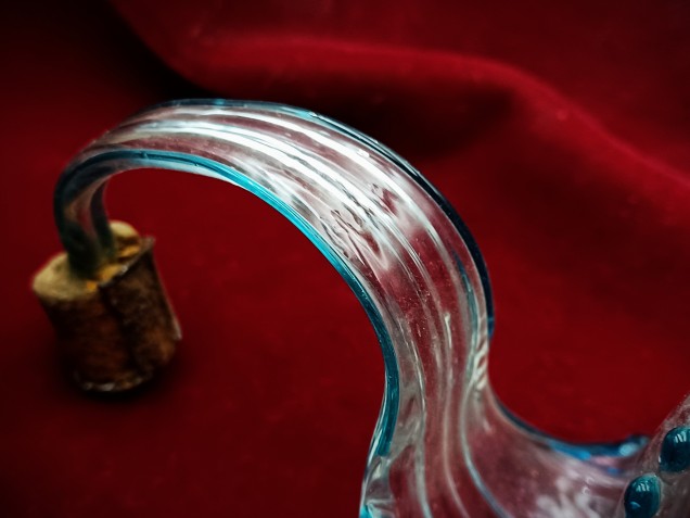 Murano Large Clear and blue glass Chandelier Leaf