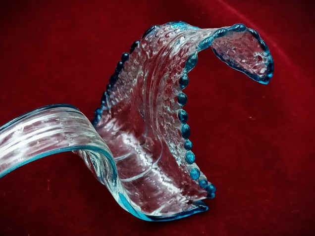 Murano Large Clear and blue glass Chandelier Leaf