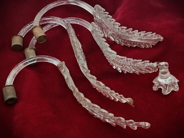 4 X Venetian chandelier Clear glass Leaves 