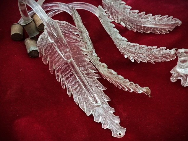 4 X Venetian chandelier Clear glass Leaves 