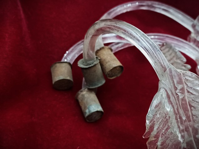 4 X Venetian chandelier Clear glass Leaves 