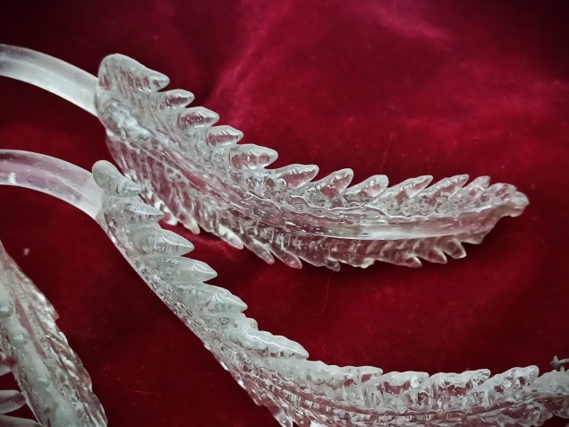 4 X Venetian chandelier Clear glass Leaves 