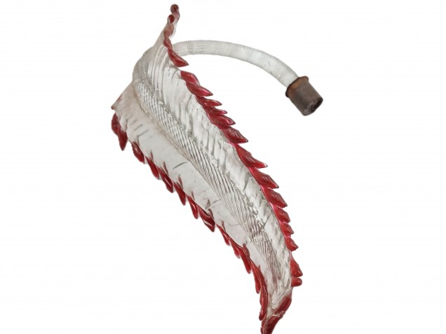 Large Venetian large Clear Chandelier Leaf with red tips