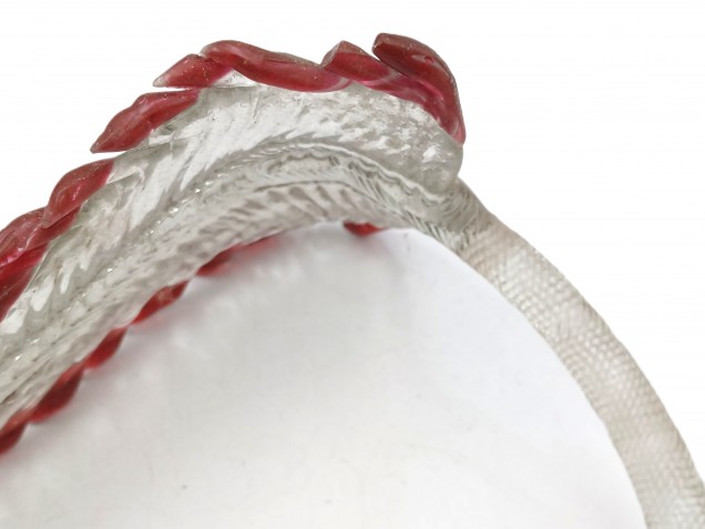 Large Venetian large Clear Chandelier Leaf with red tips