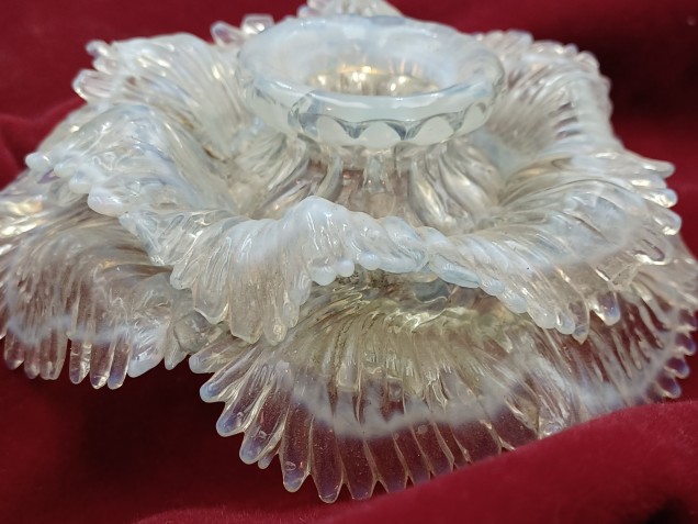 Antique Murano Chandelier milky blue Finial 