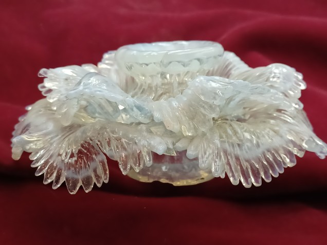 Antique Murano Chandelier milky blue Finial 