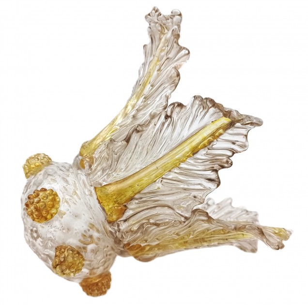 Murano Chandelier Glass Top Canopy Clear And Yellow Circa 1800