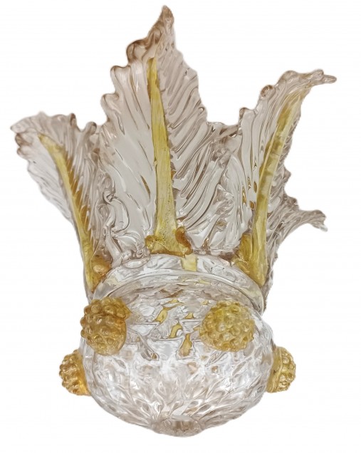 Murano Chandelier Glass Top Canopy Clear And Yellow Circa 1800