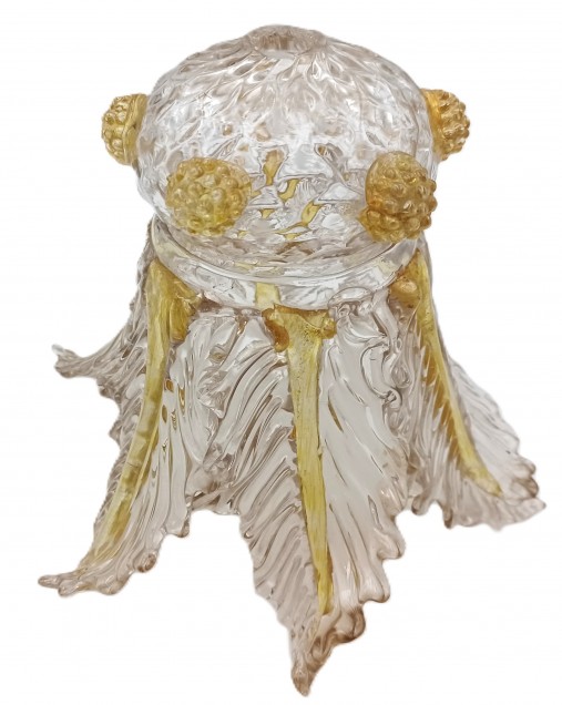 Murano Chandelier Glass Top Canopy Clear And Yellow Circa 1800