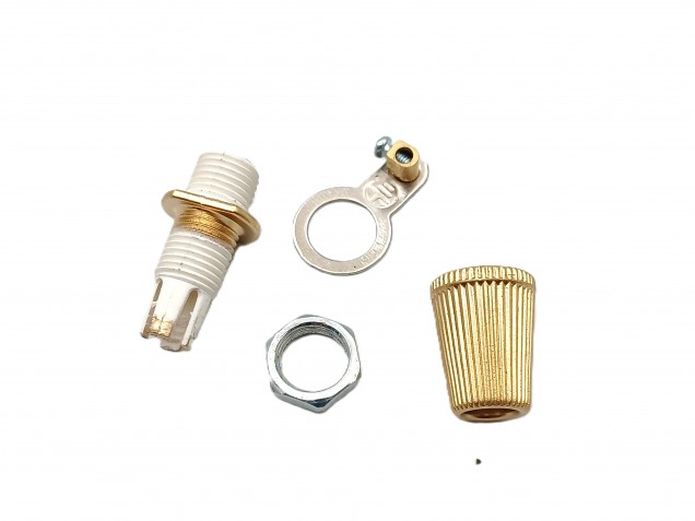Gold 5 way cord grip ceiling plate with centre cord grip 