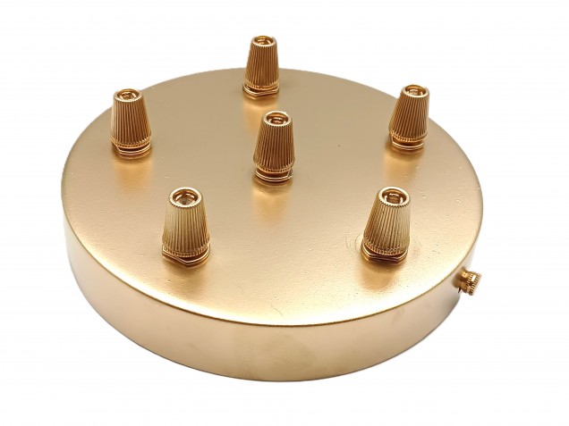 Gold 5 way cord grip ceiling plate with centre cord grip 
