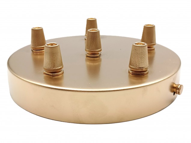 Gold 5 way cord grip ceiling plate with centre cord grip 