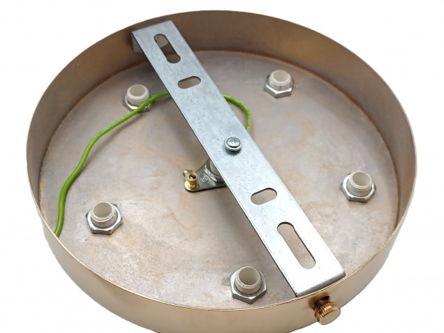 Gold 5 way cord grip ceiling plate with centre cord grip 