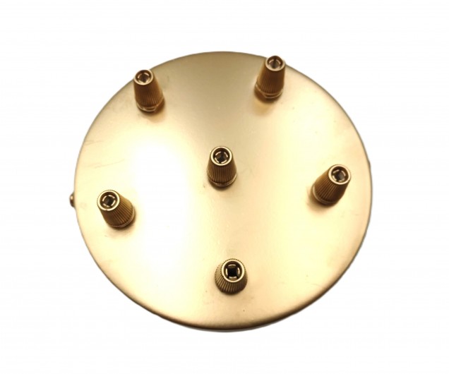 Gold 5 way cord grip ceiling plate with centre cord grip 