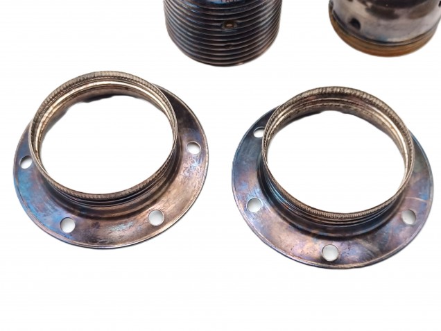 ES E27 Bulb lamp Holder 3 Part Plus Shade Rings In Antique silver Plated 