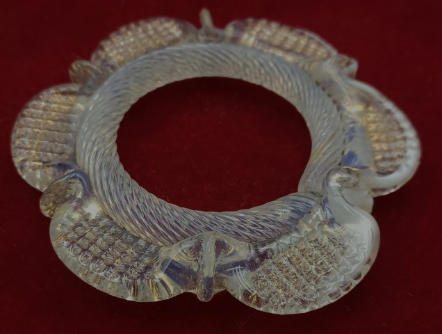 Murano Chandelier Glass Ring Milky Blue And Gold