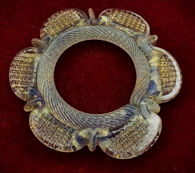 Murano Chandelier Glass Ring Milky Blue And Gold