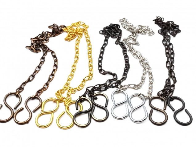 Plated Chandelier Chain With 2 S Hooks 6kg Max. Choice Of Finish And Length