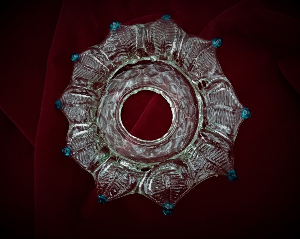 Venetian chandelier Blue and clear glass pan