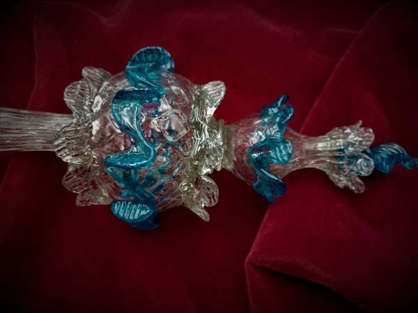 Antique Murano Chandelier Finial Circa 1800 Blue and Clear