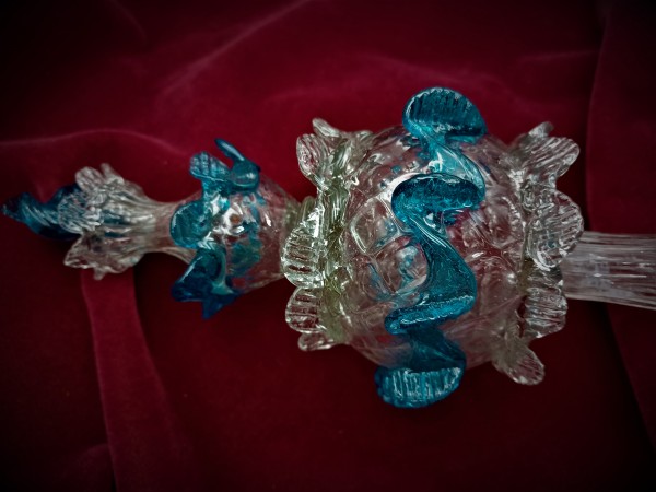 Antique Murano Chandelier Finial Circa 1800 Blue and Clear