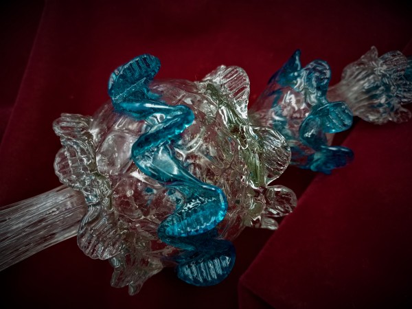 Antique Murano Chandelier Finial Circa 1800 Blue and Clear