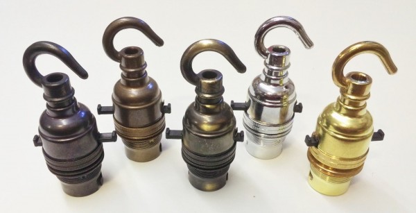 switched hook lamp holder various finishes B22 large standard bayonet cap